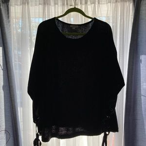 LOFT Poncho in Black with White Flecks